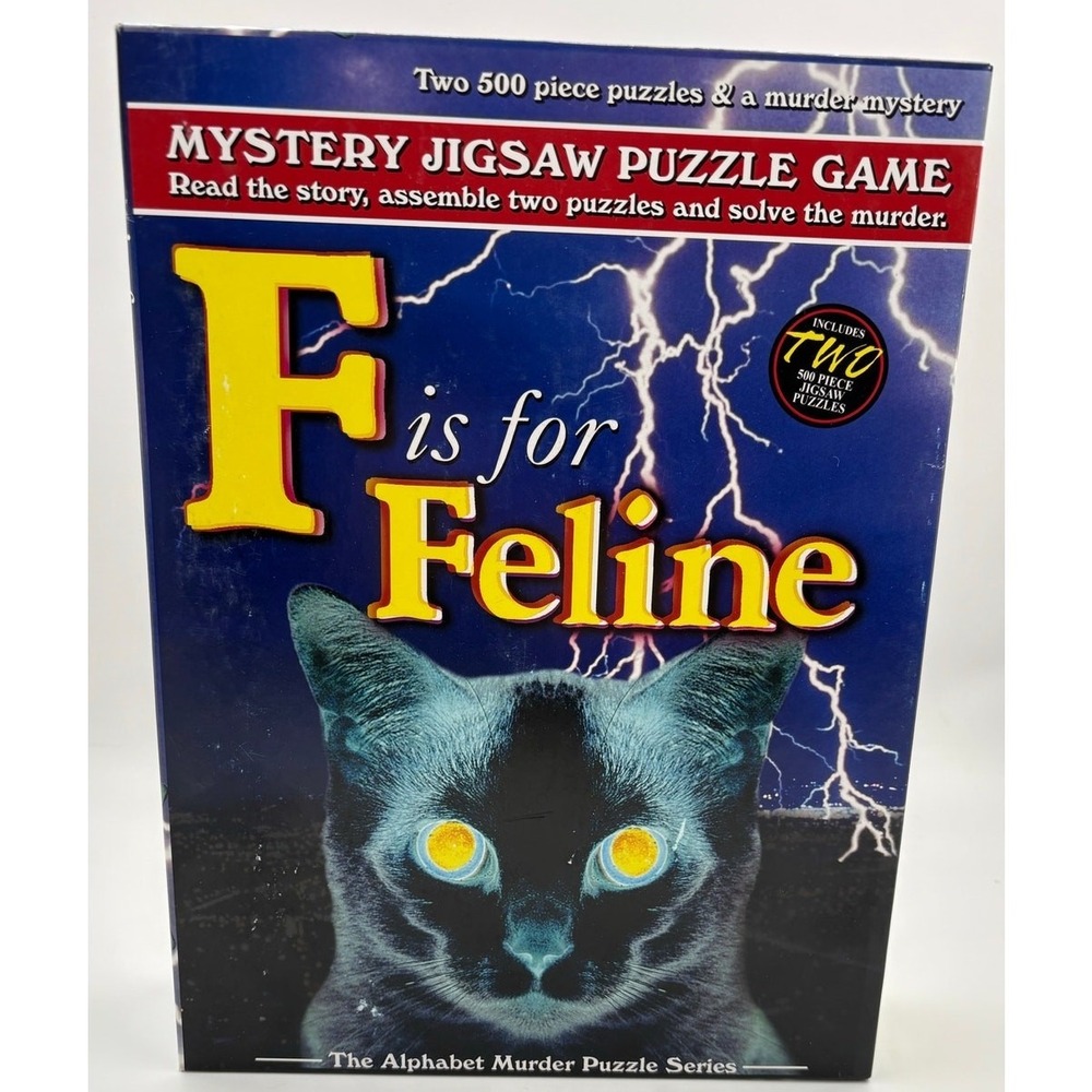 Vintage 1997 F is for Feline - Mystery Jigsaw Puzzle Game - Complete 1000 Pieces